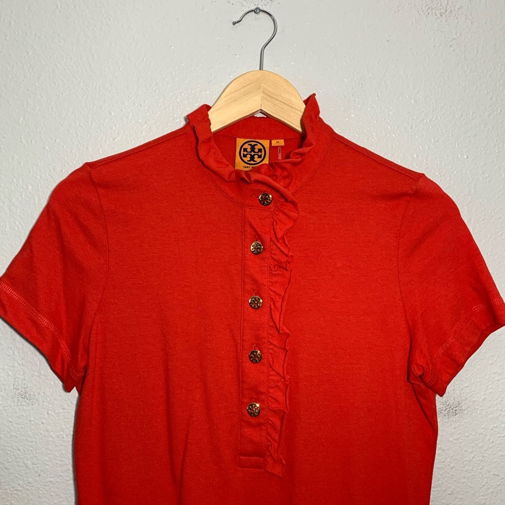 Tory Burch Red Polo Shirt w/ buttons - Picture 3 of 7